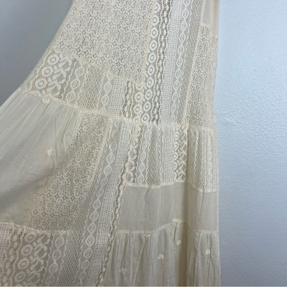 By Anthropologie | NEW Crème Delicate Lace Tunic Boho Maxi Dress Festival XS S - Picture 6 of 15